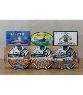 Pacchetto Gourmet Conservas Premium Arroyabe e La Curiosa | Selezione di Frutti di Mare e Pesci