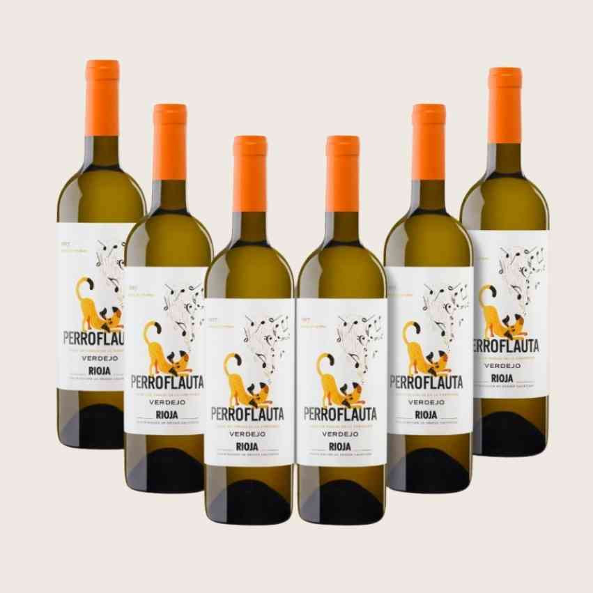 Kiste mit 6 Flaschen Perro Flauta Verdejo - Frischer Weißwein