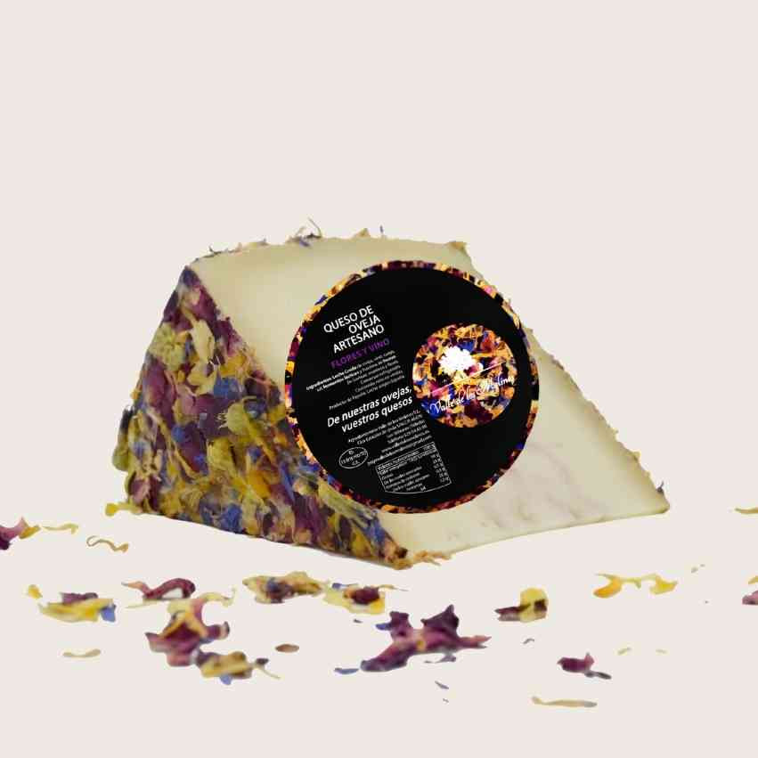 Formaggio di Pecora Artigianale con Fiori e Vino Valle dei Mulini | Formaggio Manchego Gourmet | Iberian Market