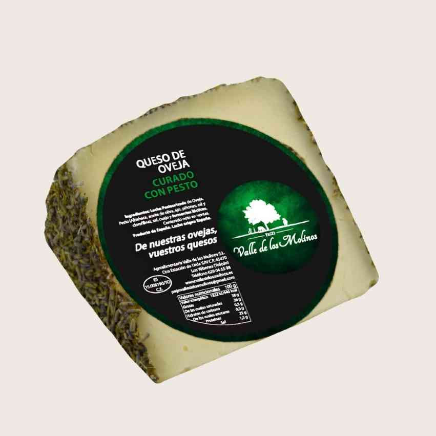 Fromage de Brebis Affiné au Pesto Vallée des Moulins | Fromage Manchego Gourmet | Iberian Market