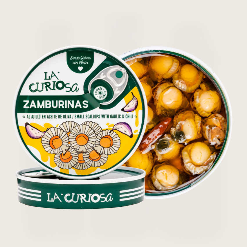 Zamburiñas al Ajillo 110g - La Curiosa (Oliwa z oliwek, Czosnek i Papryczka)