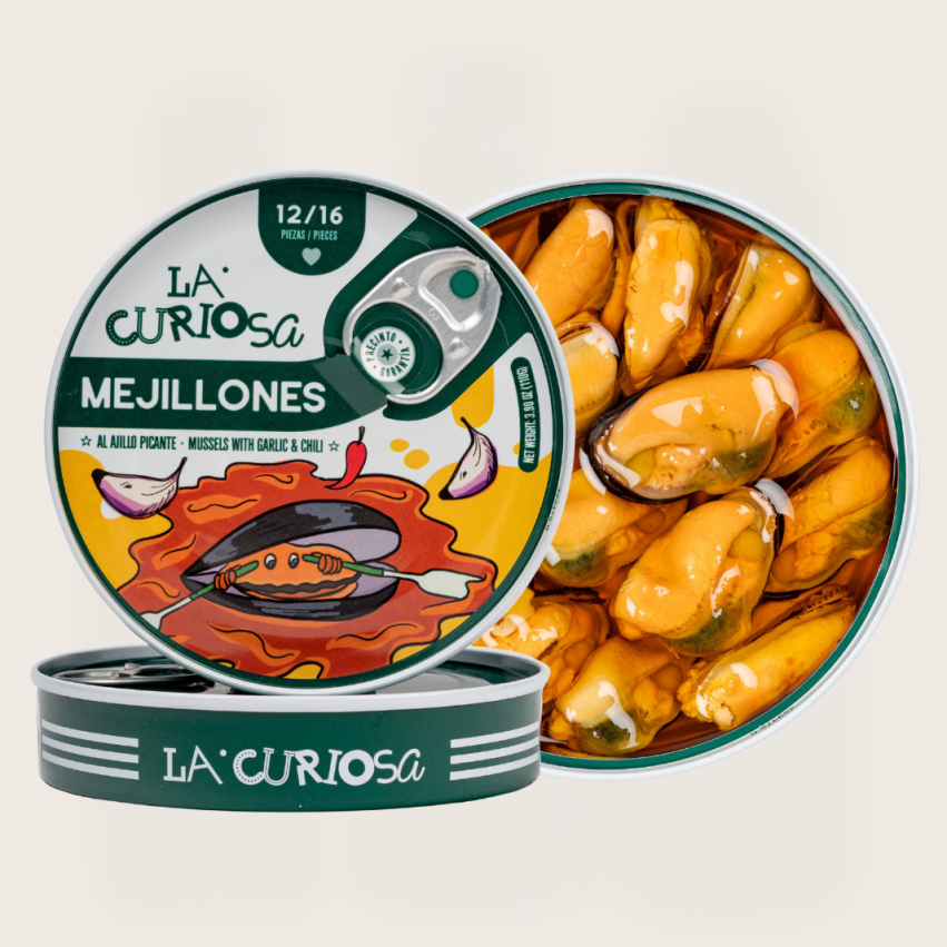 Mejillones al Ajillo Picante 110 grs. – 12/16 piezas - La Curiosa