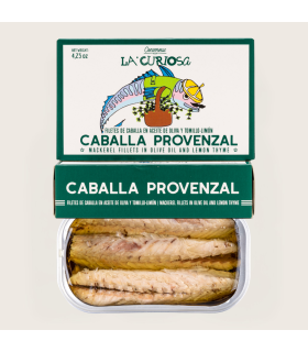 Caballa Provenzal (Filetes de Caballa en Aceite de Oliva con Tomillo y Limón) 120grs. - La Curiosa