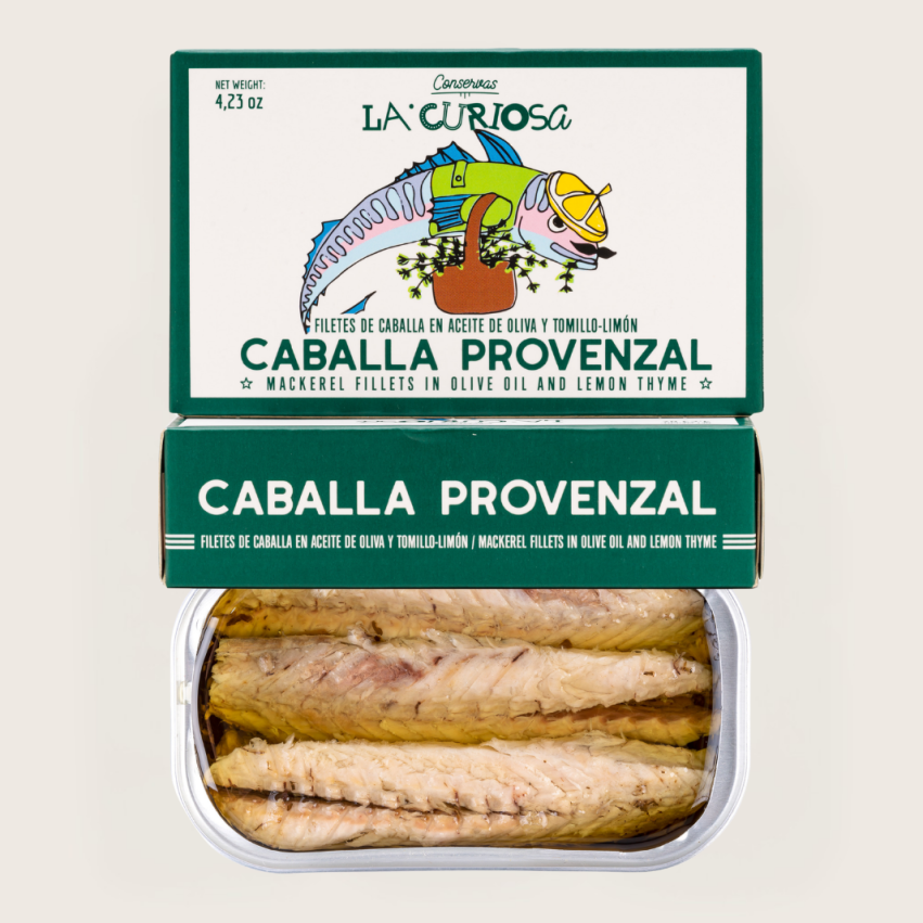 Caballa Provenzal (Filetes de Caballa en Aceite de Oliva con Tomillo y Limón) 120grs. - La Curiosa