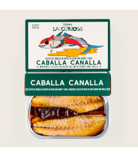 Caballa Canalla La Curiosa 120g - Filety z makreli w oliwie z oliwek, czerwonym curry i chili