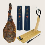 Pack 5J E : Paleta 5 Jotas o wadze 5-5,5 kg/sztuka + 1/2 Caña de lomo 5 Jotas + Salchichón 5J + deska + nó?