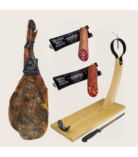 Pack 5J K: Paleta 5 Jotas de 4,5-5 kg/pieza + Embutidos Cosierra + tabla + cuchillo