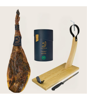 Pack 5J I : Jambon 5 Jotas de 6-7 kg/pièce + Morcón 5 Jotas + planche + couteau