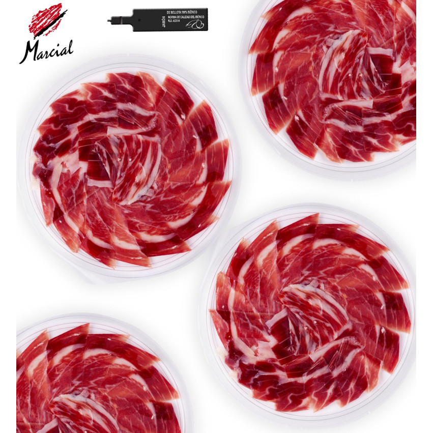 Jamón 100% de bellota ibérico Marcial Castro loncheado a mano 20 platos de 80g