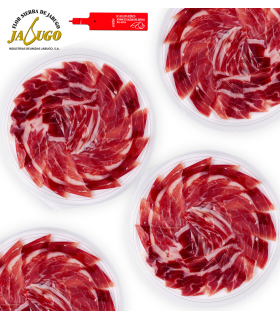 Hand-sliced Iberian acorn-fed ham Flor Sierra, 20 plates of 80g, easy plating format