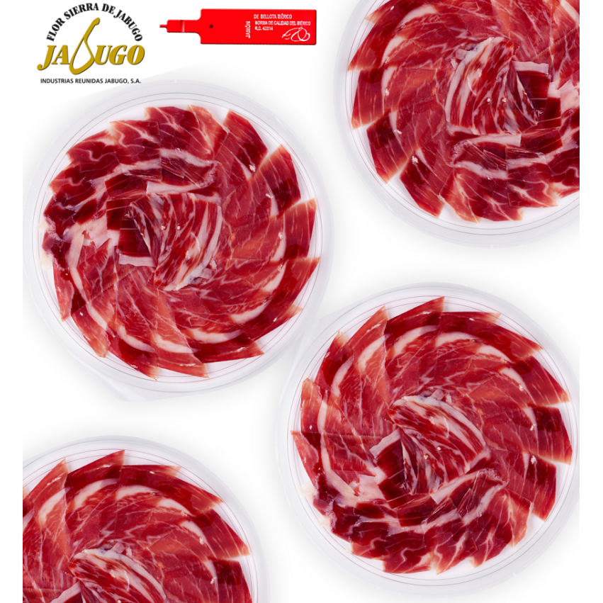 Jamón de bellota ibérico Flor Sierra loncheado a mano 40 platos de 80g  formato emplatado fácil