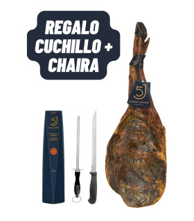 5 Jotas Shoulder Ham of 5-5 kg/piece + 1/2 Loin 5 Jotas + KNIFE + SHARPENING STEEL