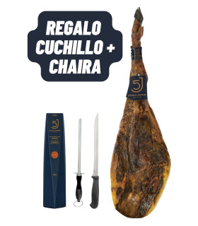 Ham 5 Jotas of 6-7 kg/piece + 1/2 Pork Loin 5 Jotas + KNIFE + SHARPENING STEEL