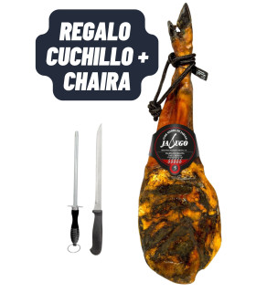 100% Iberian Acorn-fed Shoulder Ham Flor Sierra Jabugo 4.5-5 kg/piece + KNIFE + SHARPENING STEEL