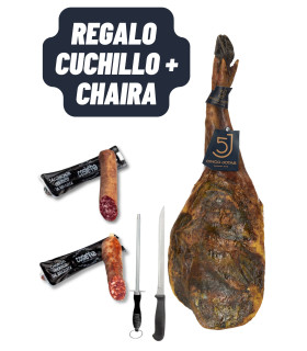 Pack 5J K: Spalla 5 Jotas di 4,5-5 kg/pezzo + Salumi Cosierra + COLTELLO + ACCIAIO