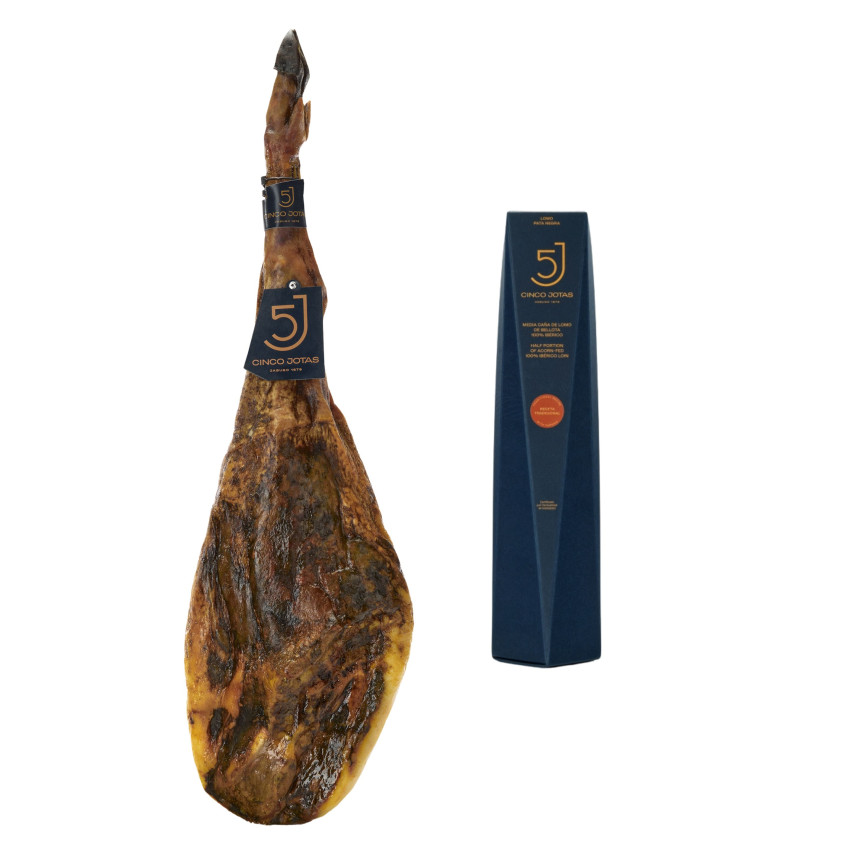 Jamón 5 Jotas de 6-7 kg/pieza + 1/2 Caña de lomo 5 Jotas