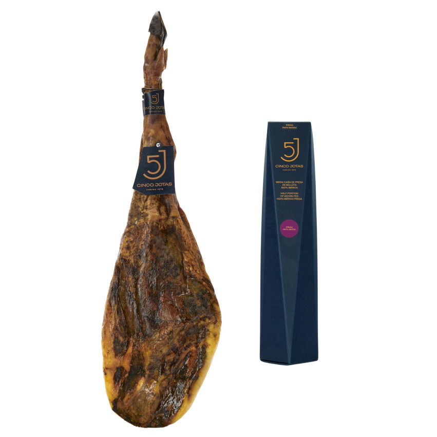 Prosciutto 5 Jotas di 6-7 kg/pezzo + 1/2 Caña di presa 5 Jotas