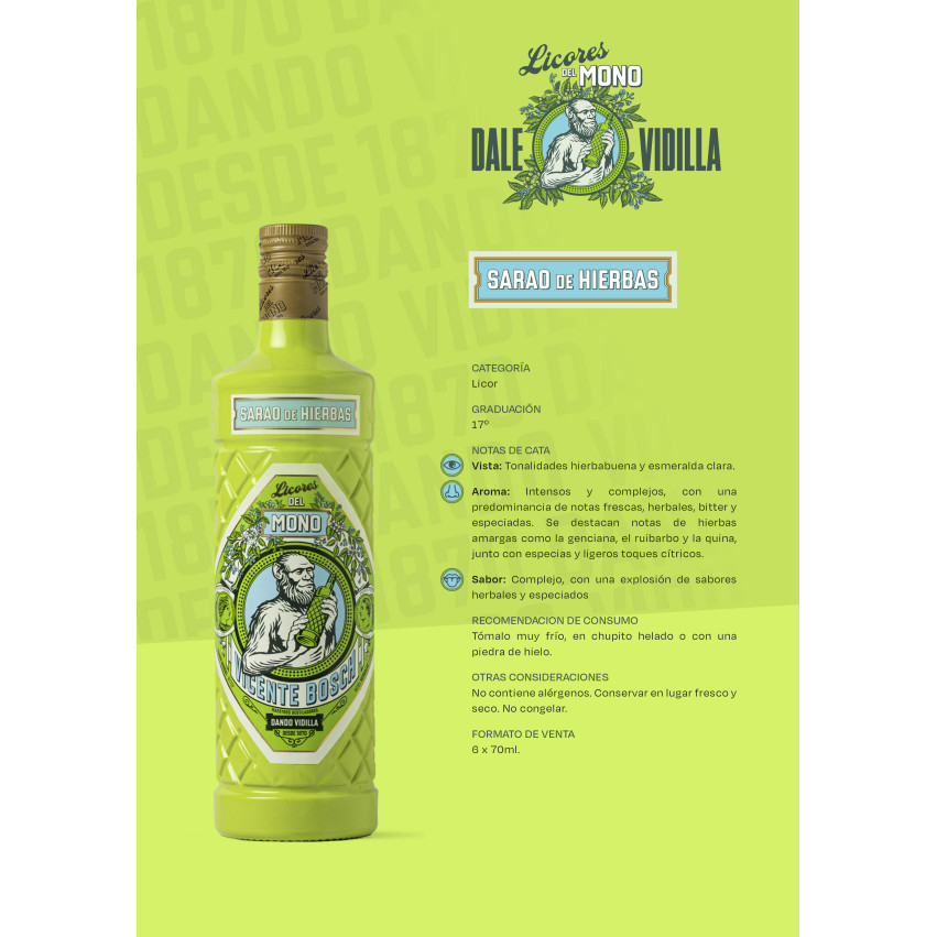 Liqueurs du Mono Sarao aux Herbes 70 cl | Liqueur Herbacée Artisanale | Iberian Market