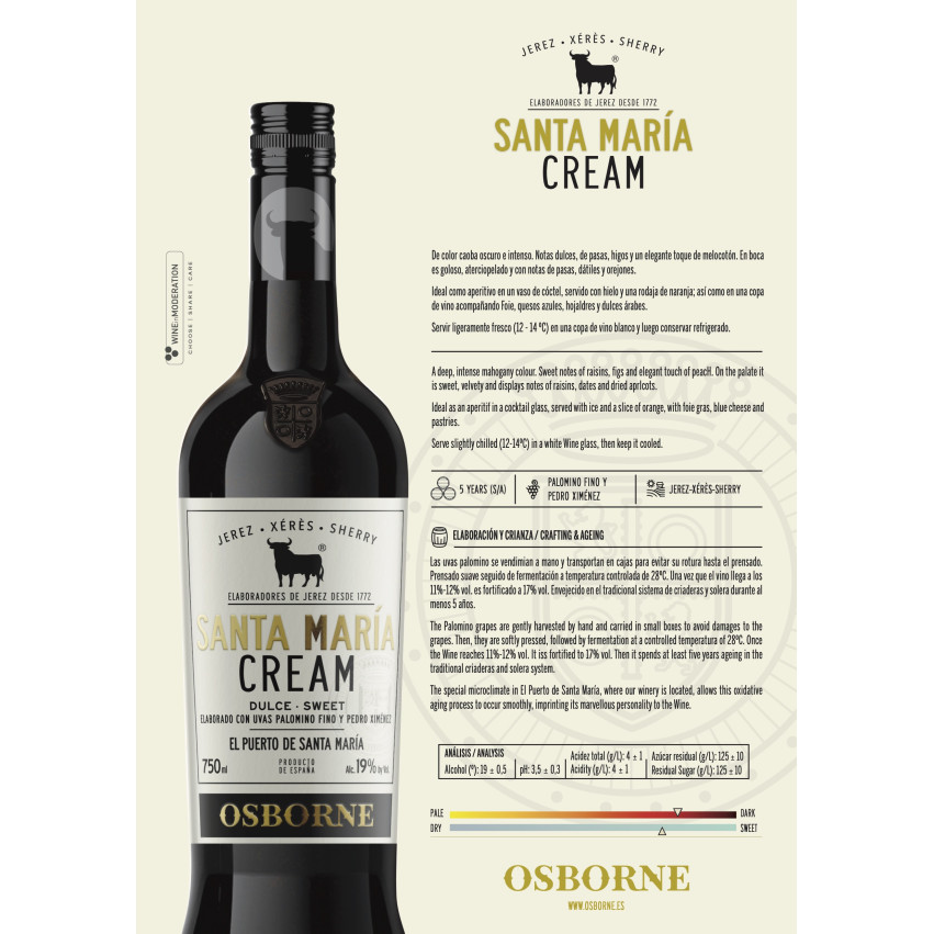 Santa María Cream Dulce 75cl | Vinho de Jerez | Iberian Market