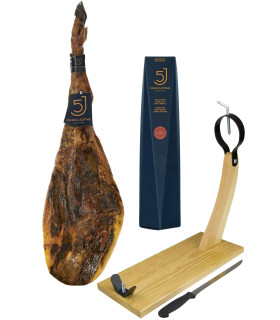 Pack 5J H : Jamón 5 Jotas de 6-7 kg/pieza + Salchichón 5 Jotas + regalo tabla y cuchillo de corte