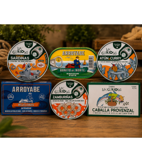 Pacchetto Gourmet Conservas Premium Arroyabe e La Curiosa | Selezione di Frutti di Mare e Pesci